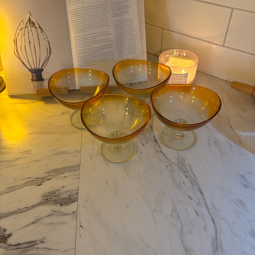 Set of Amber Carnival Glass Dessert/Cocktail Cups
